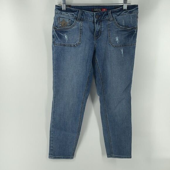 People’s Liberation cropped ankle crop skinny jeans embroidered denim pants 7 8 - Picture 3 of 15